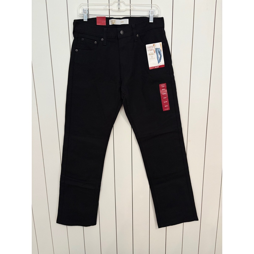 NWT Signature Levi Strauss Gold Label Relaxed Jeans Men 30x32 Black Flex